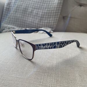 Jimmy Choo JC104 FQY Eyeglasses Frames 54-17-140 Leopard Denim Gold Made Italy